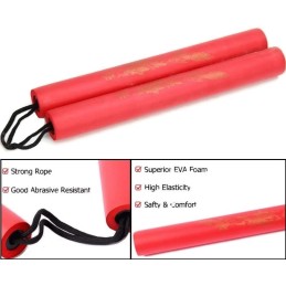 NUNCHAKU D'ENTRAINEMENT DRAGON MOUSSE EVA ET CORDE ROUGE