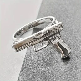 BAGUE PUNK PISTOL COLT 45 ARGENT