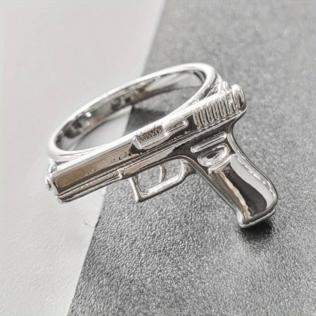 BAGUE PUNK PISTOL COLT 45 ARGENT