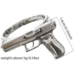 BAGUE PUNK PISTOL COLT 45 ARGENT