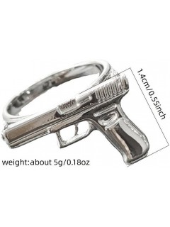 BAGUE PUNK PISTOL COLT 45 ARGENT