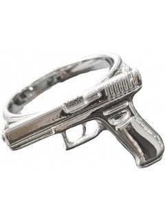 BAGUE PUNK PISTOL COLT 45 ARGENT