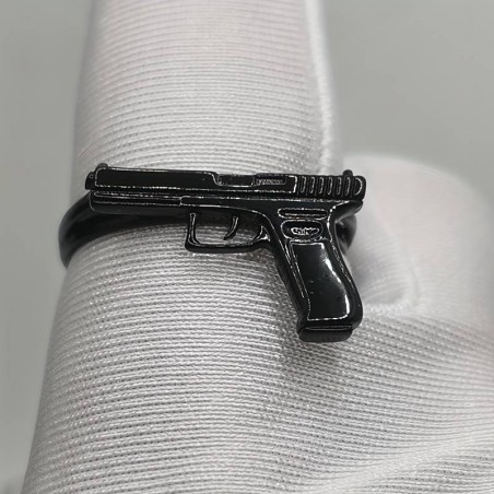 BAGUE PUNK PISTOL COLT 45 NOIR