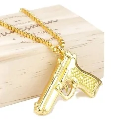 CHAÎNE + PENDENTIF PISTOLET BERETTA OR