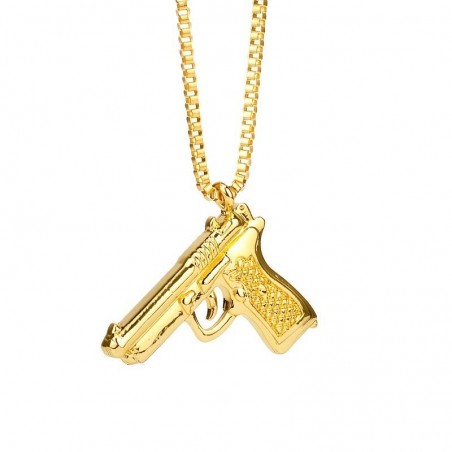 CHAÎNE + PENDENTIF PISTOLET BERETTA OR