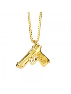 CHAÎNE + PENDENTIF PISTOLET BERETTA OR