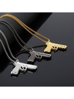 CHAÎNE + PENDENTIF PISTOLET BERETTA OR