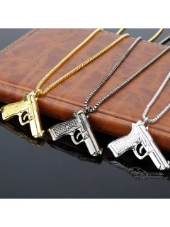 CHAÎNE + PENDENTIF PISTOLET BERETTA OR