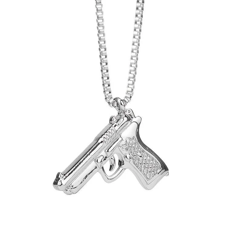 CHAÎNE + PENDENTIF PISTOLET BERETTA ARGENT