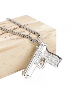 CHAÎNE + PENDENTIF PISTOLET BERETTA ARGENT