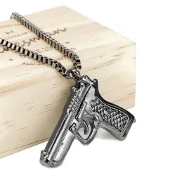 CHAÎNE + PENDENTIF PISTOLET BERETTA NOIR