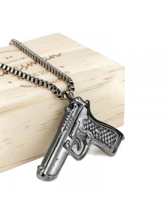 CHAÎNE + PENDENTIF PISTOLET BERETTA NOIR