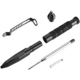 STYLO TACTIQUE MILITAIRE AUTO-DÉFENSE MULTIFONCTION ARGENT