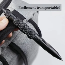 STYLO TACTIQUE MILITAIRE AUTO-DÉFENSE MULTIFONCTION ARGENT