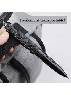 STYLO TACTIQUE MILITAIRE AUTO-DÉFENSE MULTIFONCTION ARGENT