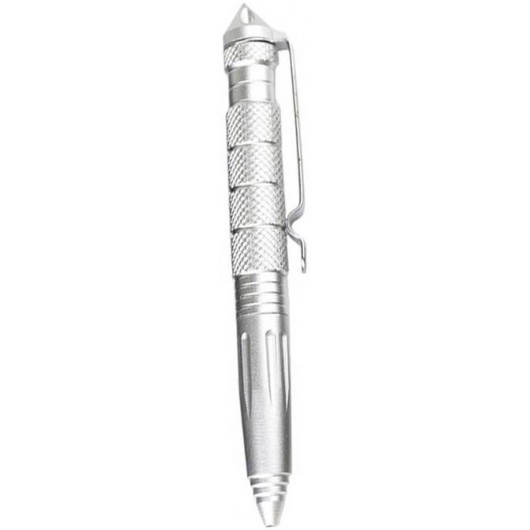 STYLO TACTIQUE MILITAIRE AUTO-DÉFENSE MULTIFONCTION ARGENT