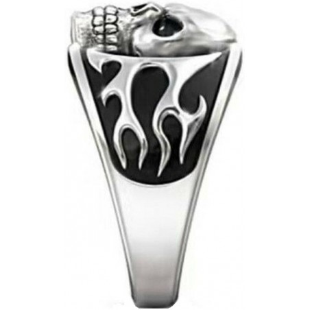 BAGUE SKULL FEAR NOTHING ARGENT/NOIR