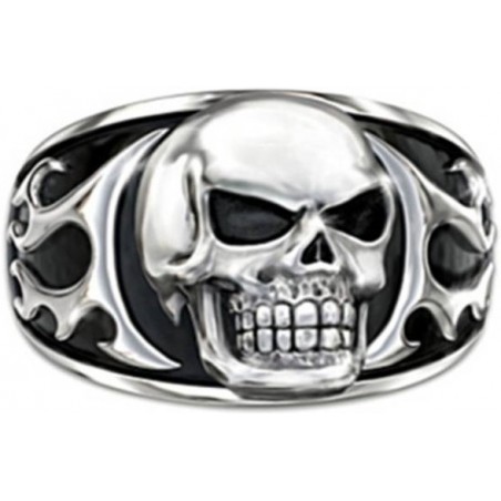 BAGUE SKULL FEAR NOTHING ARGENT/NOIR