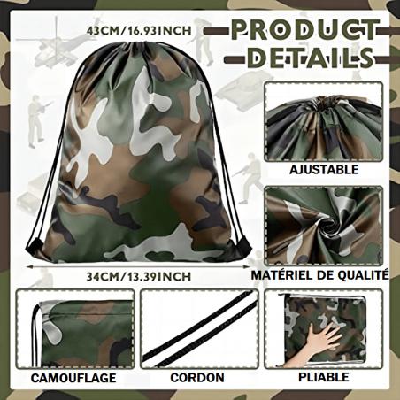 SAC À DOS CORDONS CAMOUFLAGE WOODLAND