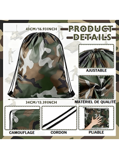 SAC À DOS CORDONS CAMOUFLAGE WOODLAND