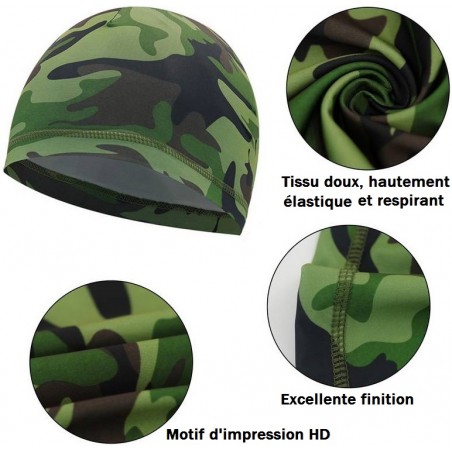 BONNET FIN EXTENSIBLE POLYESTER CAMOUFLAGE VERT