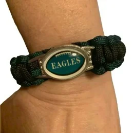 BRACELET PARACORDE NFL PHILADELPHIA EAGLES NOIR/VERT (CLIP PLASTIQUE)