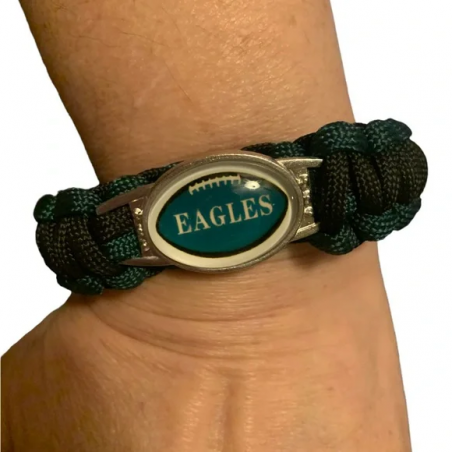 BRACELET PARACORDE NFL PHILADELPHIA EAGLES NOIR/VERT (CLIP PLASTIQUE)