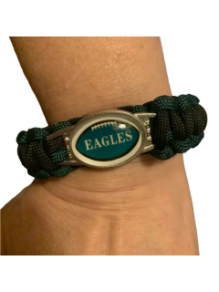 BRACELET PARACORDE NFL PHILADELPHIA EAGLES NOIR/VERT (CLIP PLASTIQUE)