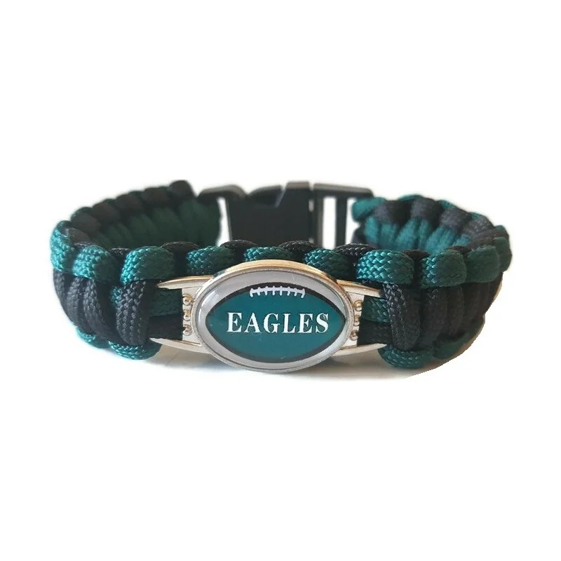 BRACELET PARACORDE NFL PHILADELPHIA EAGLES NOIR/VERT (CLIP PLASTIQUE)