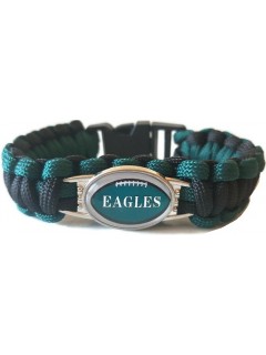 BRACELET PARACORDE NFL PHILADELPHIA EAGLES NOIR/VERT (CLIP PLASTIQUE)