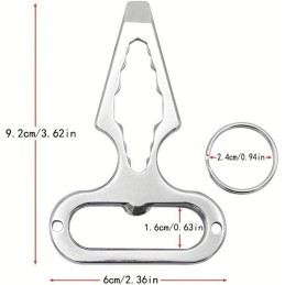 OUTIL DE DÉFENSE MULTIFONCTION EN ACIER INOXYDABLE ARGENT