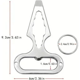 OUTIL DE DÉFENSE MULTIFONCTION EN ACIER INOXYDABLE ARGENT