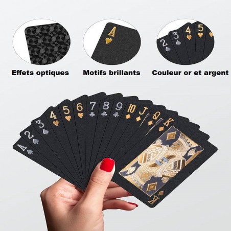 JEU DE 54 CARTES ÉTANCHES EN PET BLACK