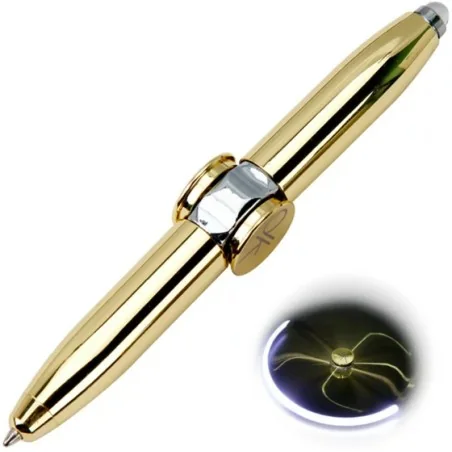 STYLO HAND SPINNER LED MULTIFONCTION OR BRILLANT