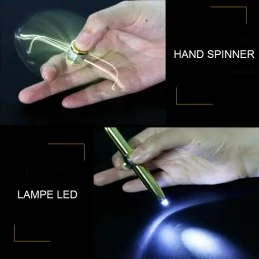 STYLO HAND SPINNER LED MULTIFONCTION OR BRILLANT