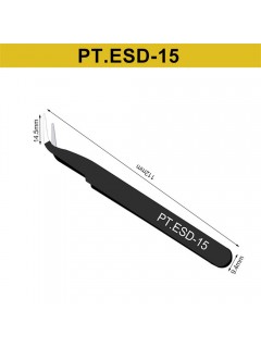 PINCETTES DE PRÉCISION ANTISTATIQUES ESD ACIER INOXYDABLE 1,5mm NOIR (pochette 6 pcs)