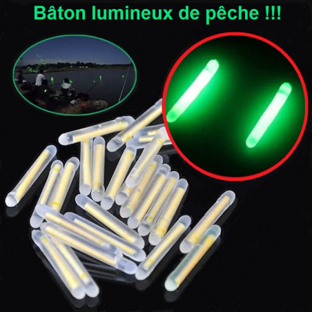 LOT DE 20 STICKS LUMINEUX 3 CM POUR LA PÊCHE DE NUIT