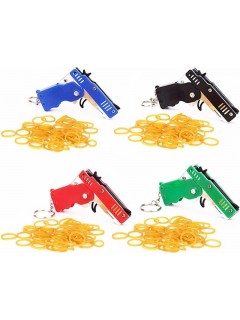 PISTOLET À ÉLASTIQUE PLIABLE 6 COUPS VERT (avec porte-clés + 60 élastiques)