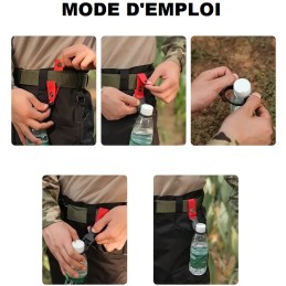 SANGLE À CLIP PORTE-BOUTEILLE D'EAU (SYSTÈME MOLLE) NOIR