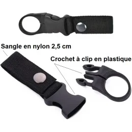 SANGLE À CLIP PORTE-BOUTEILLE D'EAU (SYSTÈME MOLLE) NOIR