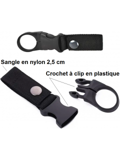 SANGLE À CLIP PORTE-BOUTEILLE D'EAU (SYSTÈME MOLLE) NOIR