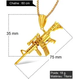 CHAÎNE + PENDENTIF M4 TITANE NOIR