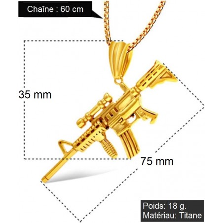 CHAÎNE + PENDENTIF M4 TITANE NOIR