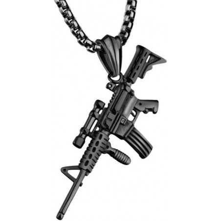 CHAÎNE + PENDENTIF M4 TITANE NOIR