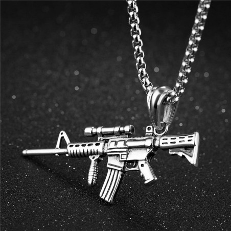 CHAÎNE + PENDENTIF M4 TITANE ARGENT