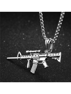 CHAÎNE + PENDENTIF M4 TITANE ARGENT