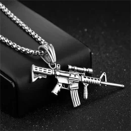 CHAÎNE + PENDENTIF M4 TITANE ARGENT