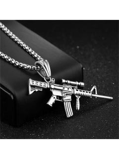 CHAÎNE + PENDENTIF M4 TITANE ARGENT