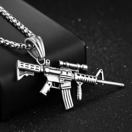 CHAÎNE + PENDENTIF M4 TITANE ARGENT