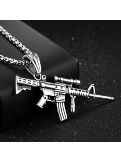 CHAÎNE + PENDENTIF M4 TITANE ARGENT